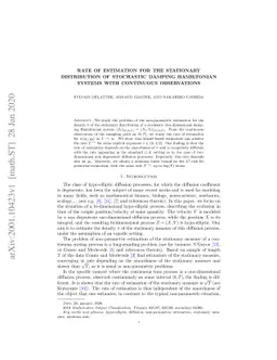 Rate of Estimation for the Stationary Distribution of Stochastic Damping
  Hamiltonian Systems with Continuous Observations