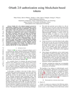 OAuth 2.0 authorization using blockchain-based tokens