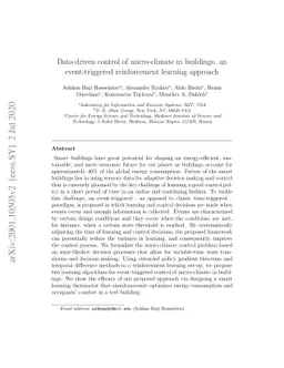 Data-driven control of micro-climate in buildings: an event-triggered
  reinforcement learning approach