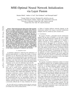 MSE-Optimal Neural Network Initialization via Layer Fusion