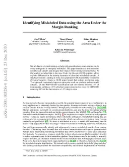 Identifying Mislabeled Data using the Area Under the Margin Ranking
