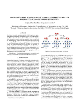 Submodular Rank Aggregation on Score-based Permutations for Distributed
  Automatic Speech Recognition