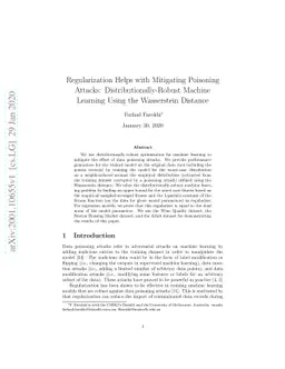 Regularization Helps with Mitigating Poisoning Attacks:
  Distributionally-Robust Machine Learning Using the Wasserstein Distance