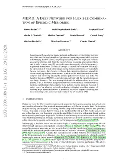 MEMO: A Deep Network for Flexible Combination of Episodic Memories