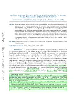 Maximum likelihood estimation and uncertainty quantification for
  Gaussian process approximation of deterministic functions