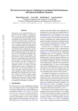 The Secret is in the Spectra: Predicting Cross-lingual Task Performance
  with Spectral Similarity Measures