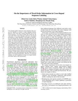 On the Importance of Word Order Information in Cross-lingual Sequence
  Labeling