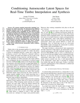 Conditioning Autoencoder Latent Spaces for Real-Time Timbre
  Interpolation and Synthesis