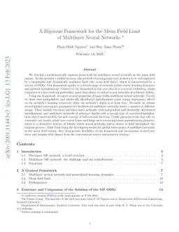 A Rigorous Framework for the Mean Field Limit of Multilayer Neural
  Networks