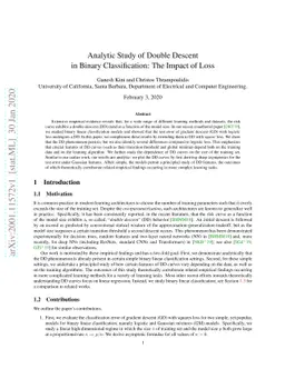 Analytic Study of Double Descent in Binary Classification: The Impact of
  Loss