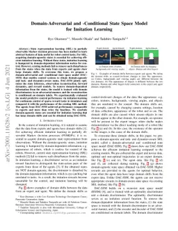 Domain-Adversarial and Conditional State Space Model for Imitation
  Learning