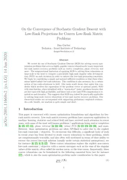 On the Convergence of Stochastic Gradient Descent with Low-Rank
  Projections for Convex Low-Rank Matrix Problems