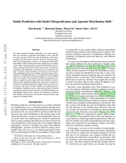 Stable Prediction with Model Misspecification and Agnostic Distribution
  Shift