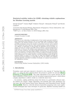 Statistical stability indices for LIME: obtaining reliable explanations
  for Machine Learning models