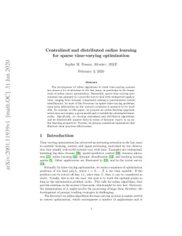 Centralized and distributed online learning for sparse time-varying
  optimization