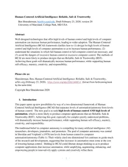 Human-Centered Artificial Intelligence: Reliable, Safe & Trustworthy