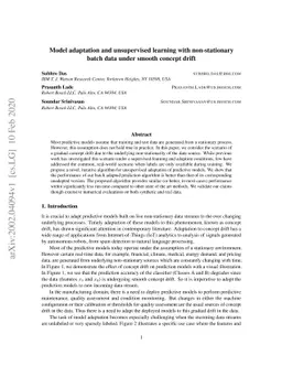 Model adaptation and unsupervised learning with non-stationary batch
  data under smooth concept drift