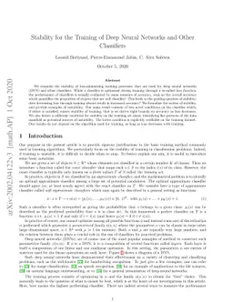 Stability for the Training of Deep Neural Networks and Other Classifiers