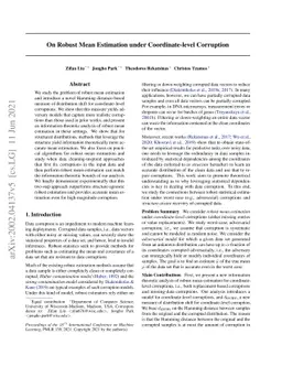 On Robust Mean Estimation under Coordinate-level Corruption