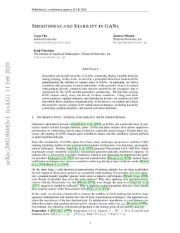 Smoothness and Stability in GANs