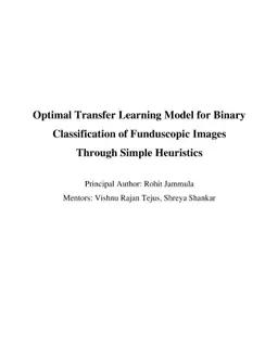 Optimal Transfer Learning Model for Binary Classification of Funduscopic
  Images through Simple Heuristics