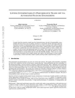 Lifting Interpretability-Performance Trade-off via Automated Feature
  Engineering