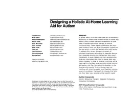Designing a Holistic At-Home Learning Aid for Autism