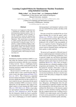 Learning Coupled Policies for Simultaneous Machine Translation using
  Imitation Learning