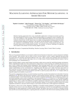 Machine Learning Approaches For Motor Learning: A Short Review