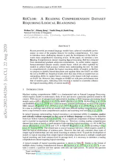 ReClor: A Reading Comprehension Dataset Requiring Logical Reasoning