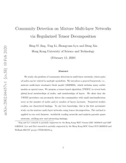 Community Detection on Mixture Multi-layer Networks via Regularized
  Tensor Decomposition