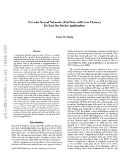 Pairwise Neural Networks (PairNets) with Low Memory for Fast On-Device
  Applications
