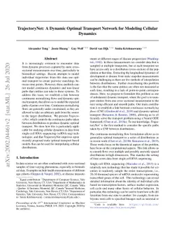 TrajectoryNet: A Dynamic Optimal Transport Network for Modeling Cellular
  Dynamics