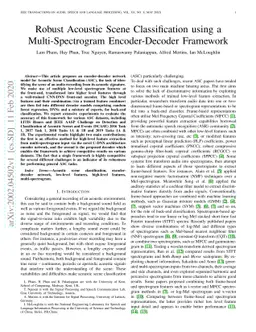 Robust Acoustic Scene Classification using a Multi-Spectrogram
  Encoder-Decoder Framework