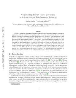 Confounding-Robust Policy Evaluation in Infinite-Horizon Reinforcement
  Learning