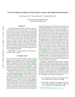 CGCNN: Complex Gabor Convolutional Neural Network on raw speech