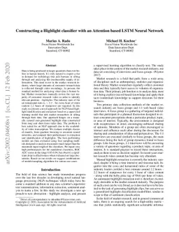 Constructing a Highlight Classifier with an Attention Based LSTM Neural
  Network