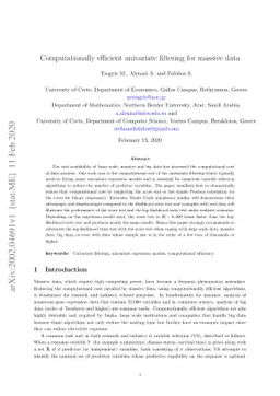 Computationally efficient univariate filtering for massive data