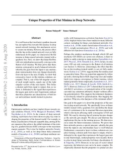 Unique Properties of Flat Minima in Deep Networks