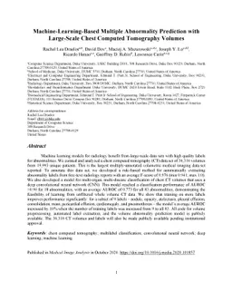 Machine-Learning-Based Multiple Abnormality Prediction with Large-Scale
  Chest Computed Tomography Volumes