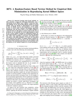 RFN: A Random-Feature Based Newton Method for Empirical Risk
  Minimization in Reproducing Kernel Hilbert Spaces