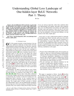 Understanding Global Loss Landscape of One-hidden-layer ReLU Networks,
  Part 1: Theory