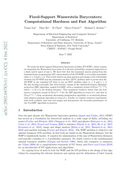 Fixed-Support Wasserstein Barycenters: Computational Hardness and Fast
  Algorithm