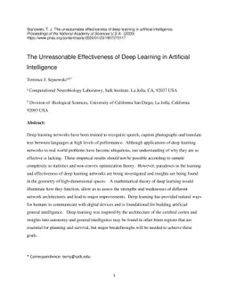 The Unreasonable Effectiveness of Deep Learning in Artificial
  Intelligence