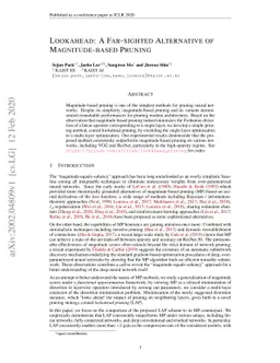 Lookahead: A Far-Sighted Alternative of Magnitude-based Pruning