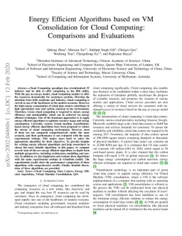 Energy Efficient Algorithms based on VM Consolidation for Cloud
  Computing: Comparisons and Evaluations
