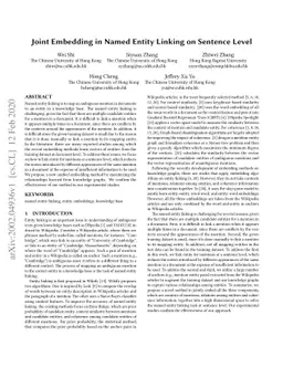 Joint Embedding in Named Entity Linking on Sentence Level