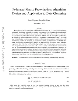 Federated Matrix Factorization: Algorithm Design and Application to Data
  Clustering