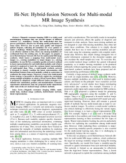 Hi-Net: Hybrid-fusion Network for Multi-modal MR Image Synthesis