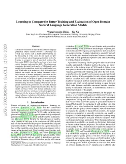 Learning to Compare for Better Training and Evaluation of Open Domain
  Natural Language Generation Models